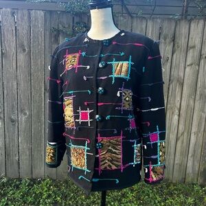Colorful Patterned Button-Up Jacket